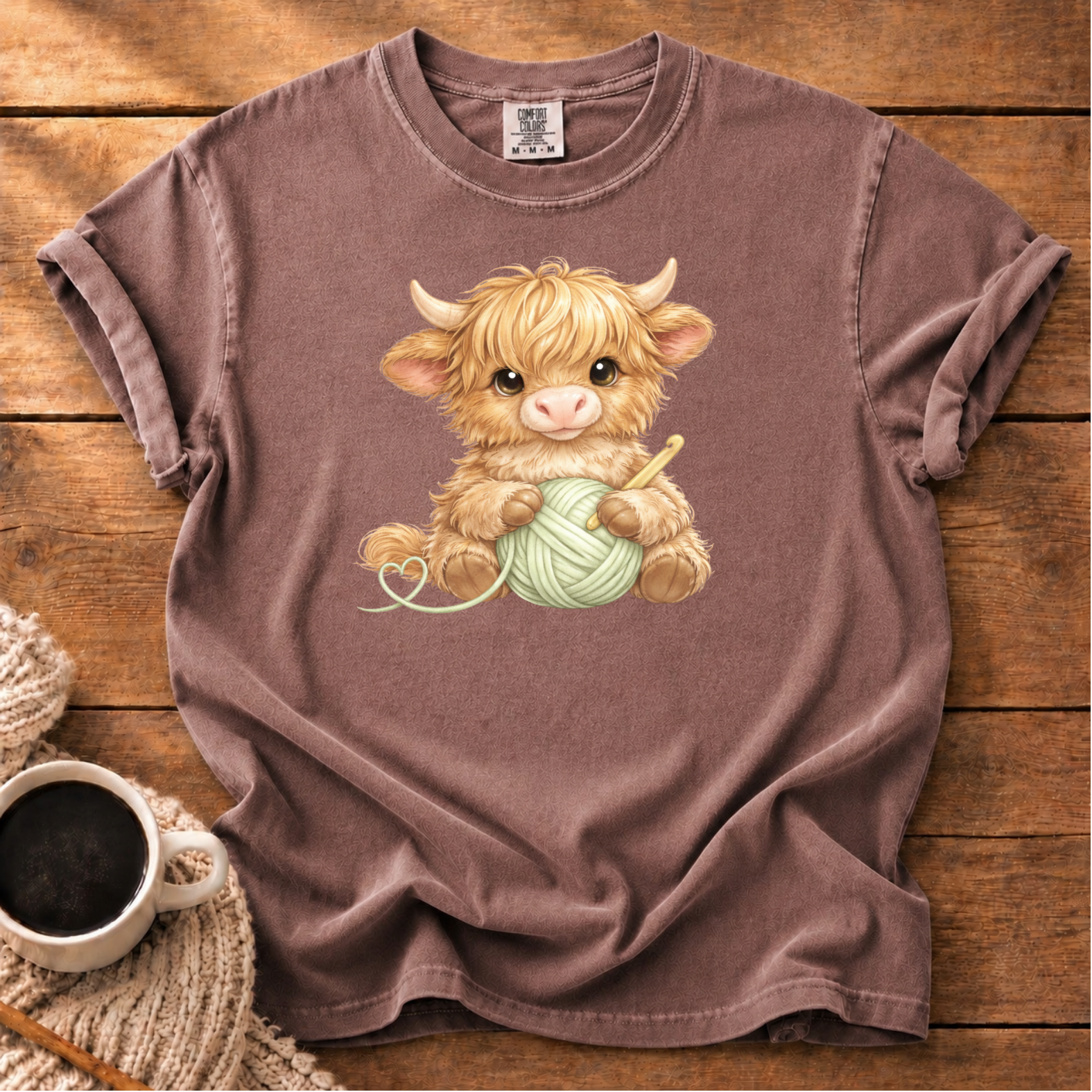 Knitting Highland Cow T-Shirt