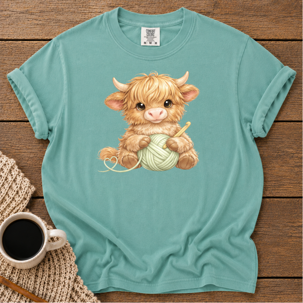 Knitting Highland Cow T-Shirt