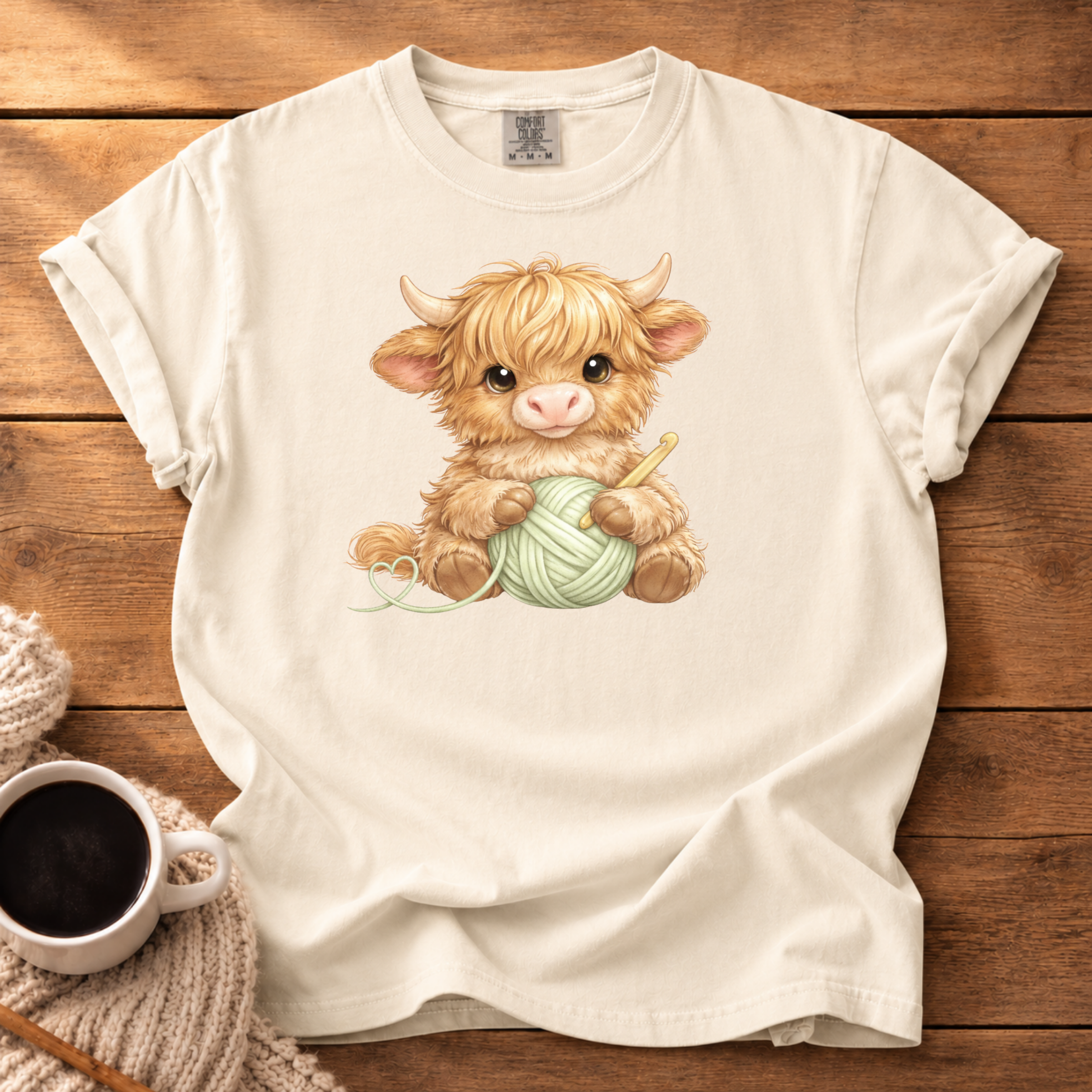 Knitting Highland Cow T-Shirt
