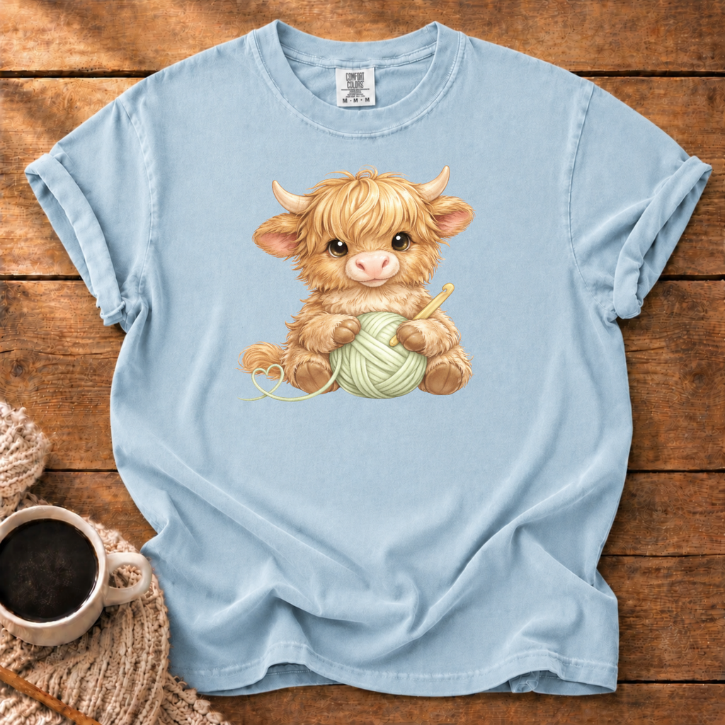 Knitting Highland Cow T-Shirt