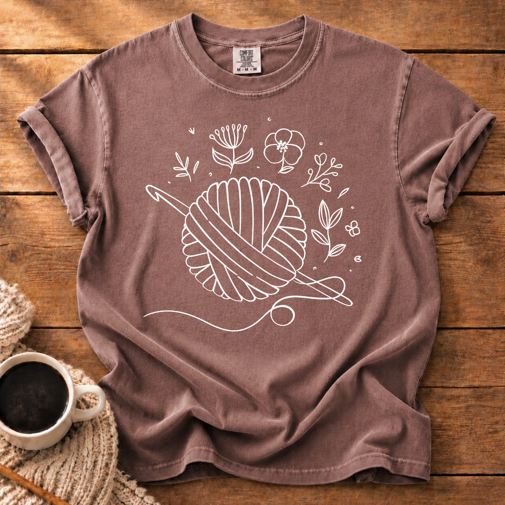 Flowers & Yarn Ball T-Shirt