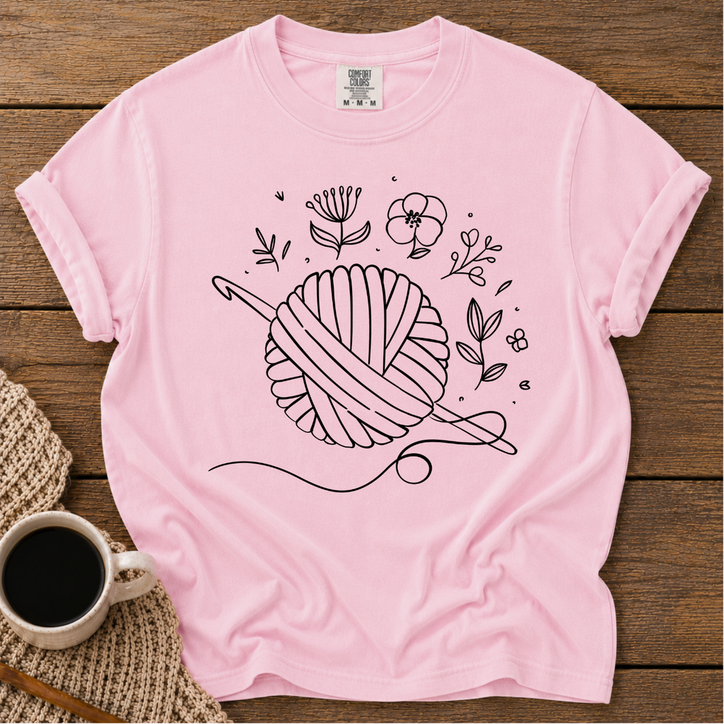 Flowers & Yarn Ball T-Shirt