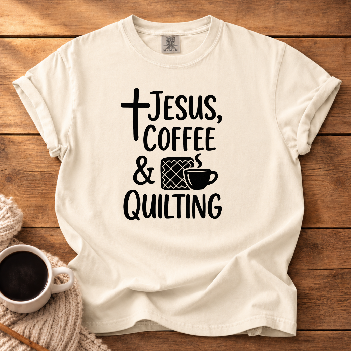 Jesus, Coffee & Quilting T-Shirt