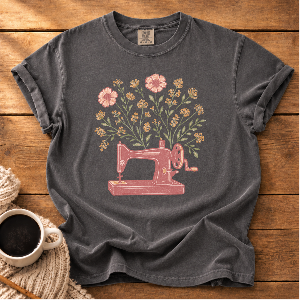 Sewing Machine with Flowers T-Shirt
