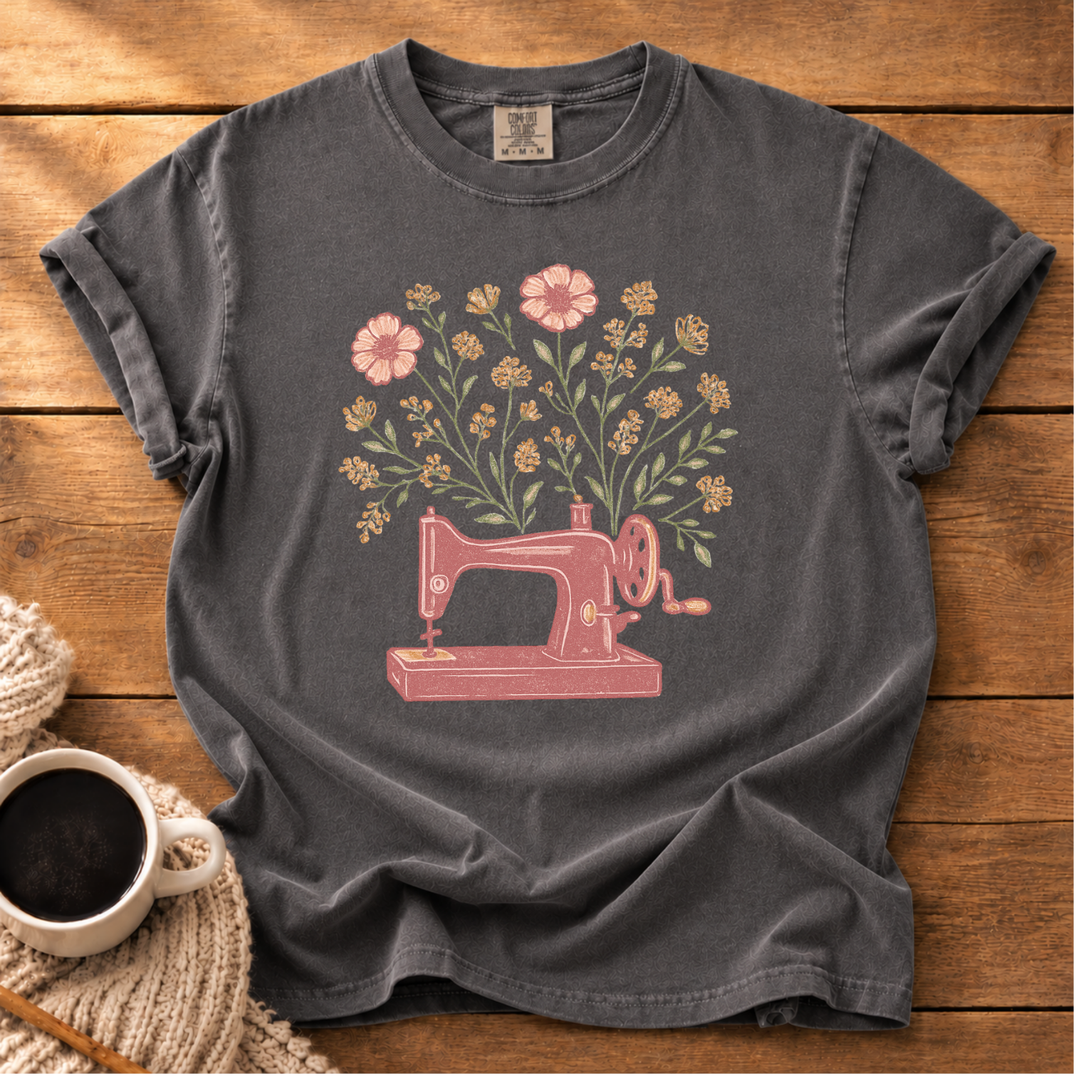 Sewing Machine with Flowers T-Shirt