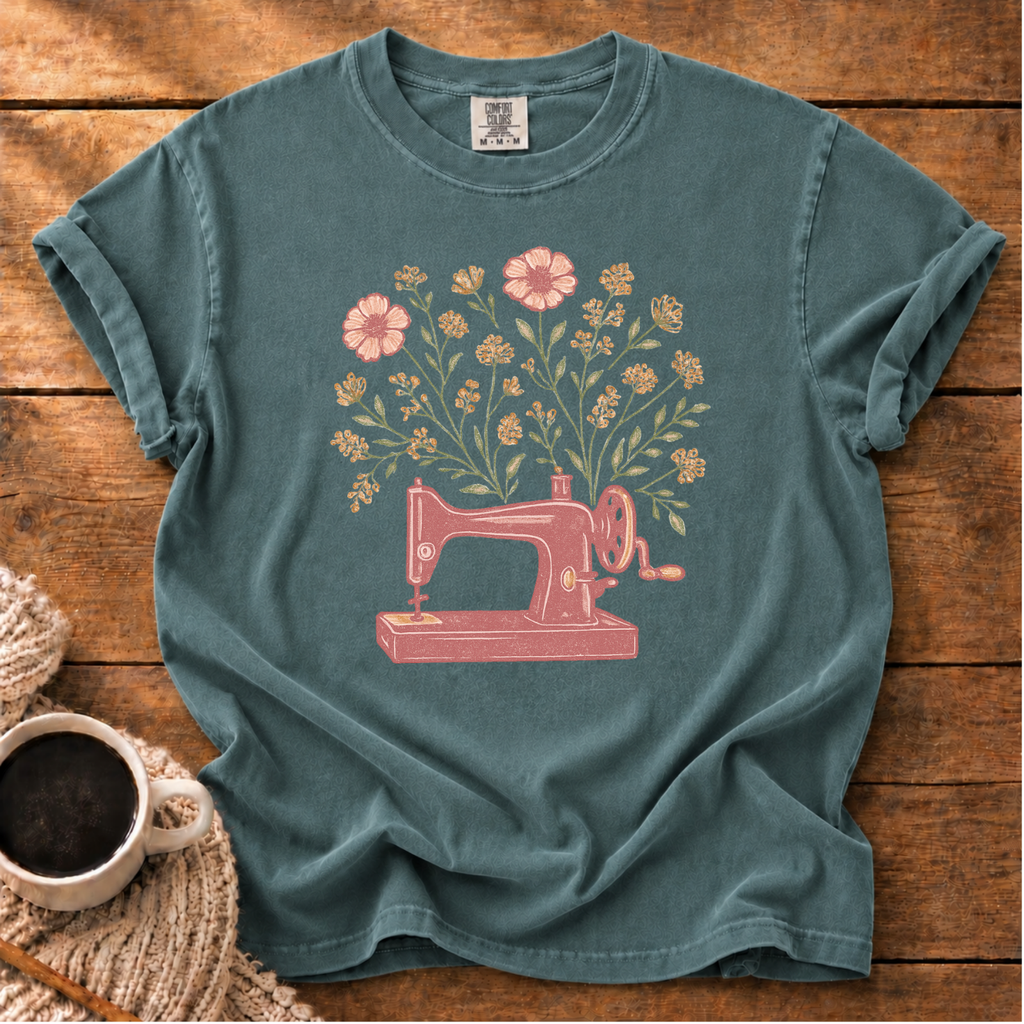 Sewing Machine with Flowers T-Shirt