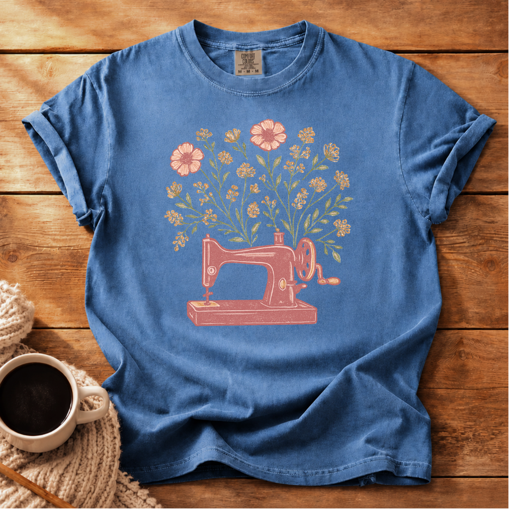 Sewing Machine with Flowers T-Shirt