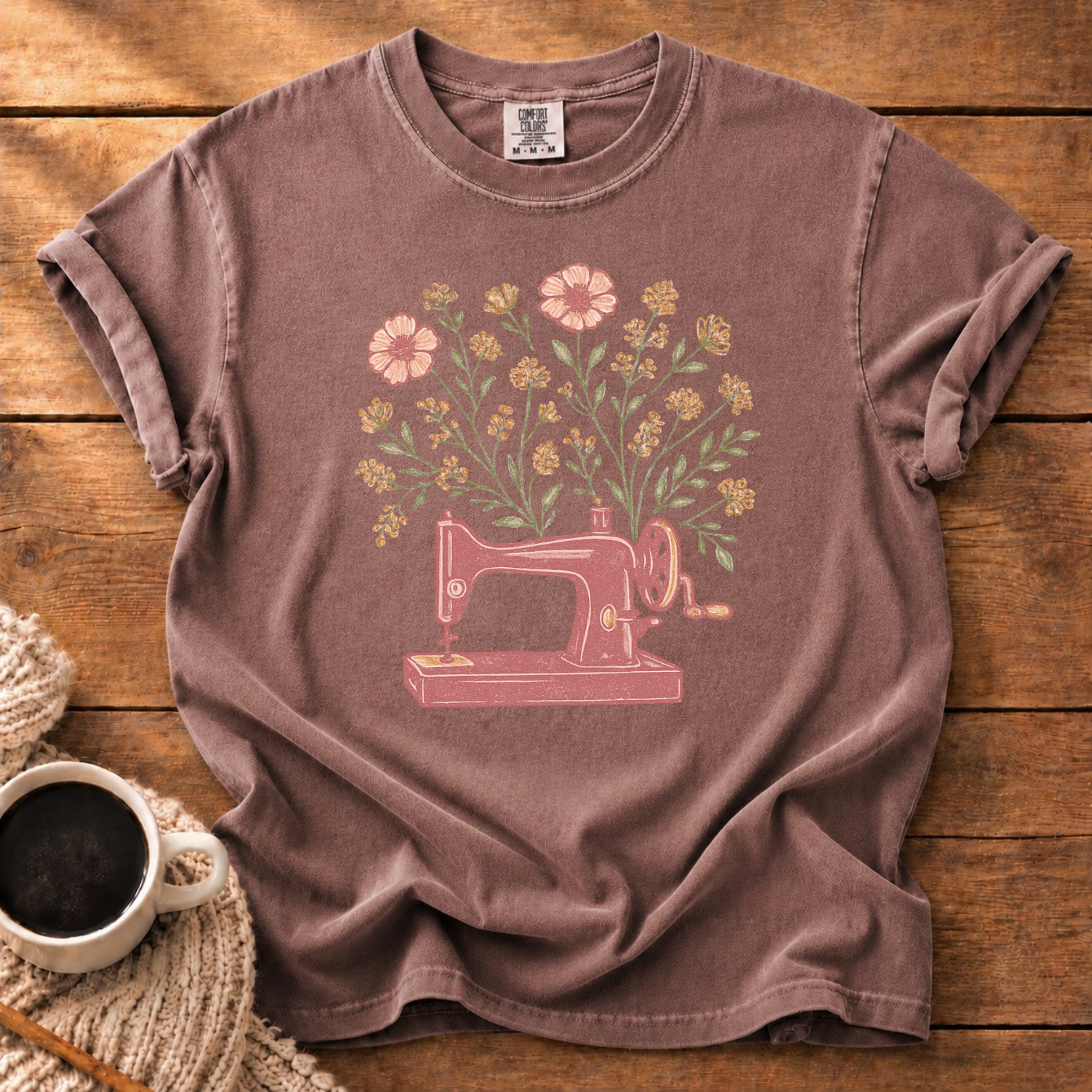 Sewing Machine with Flowers T-Shirt