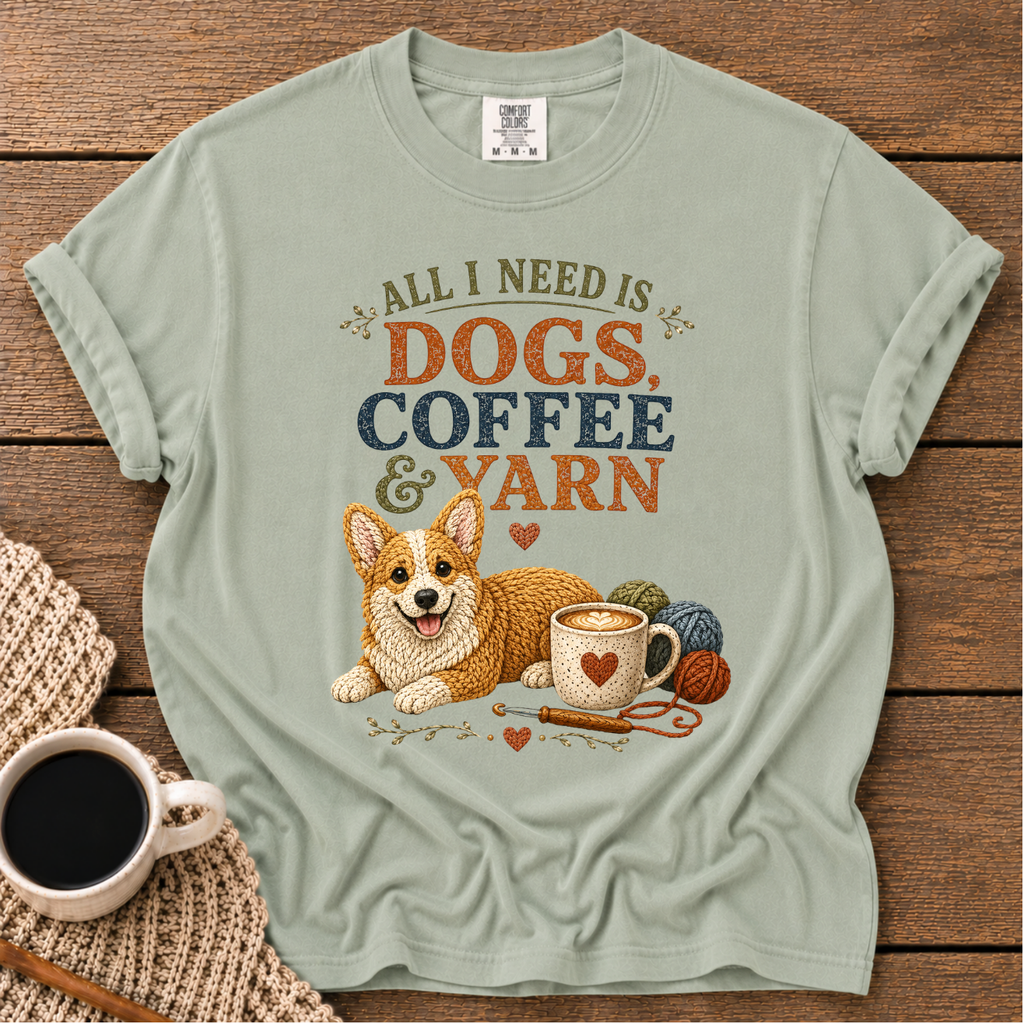 Corgi Dogs & Yarn T-Shirt