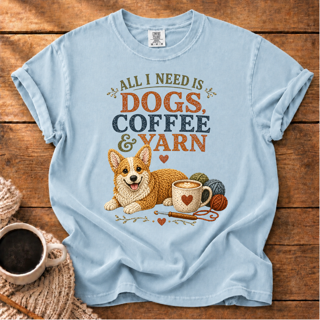 Corgi Dogs & Yarn T-Shirt
