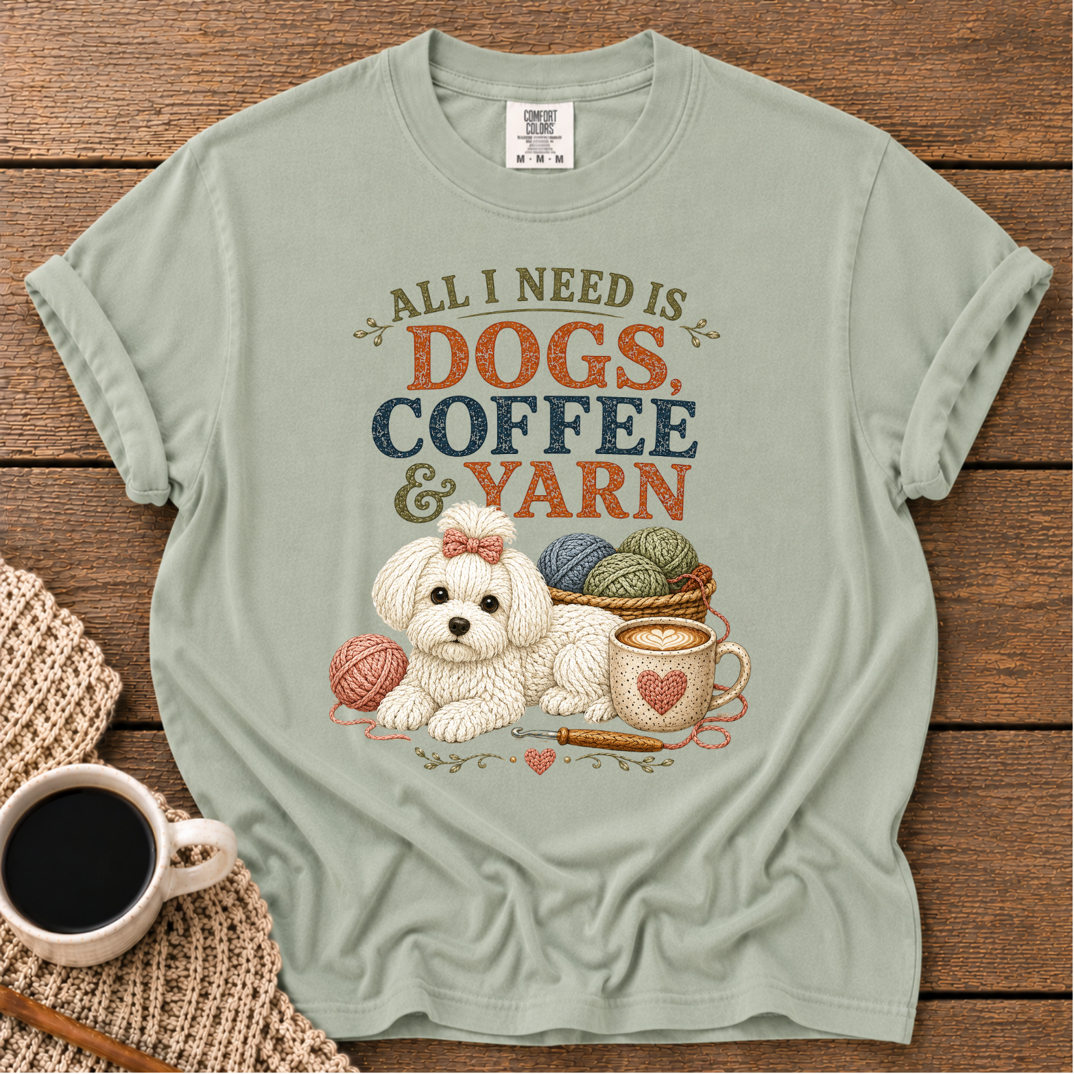 Maltese Dogs & Yarn T-Shirt
