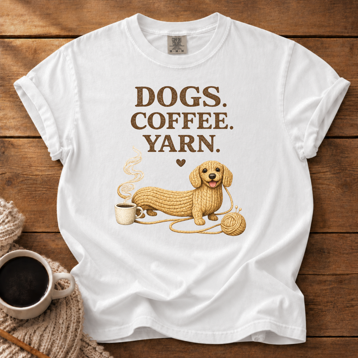 Dogs, Coffee & Yarn T-Shirt