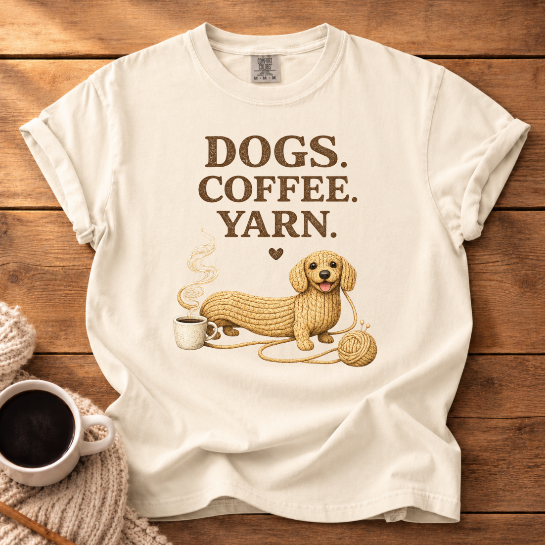 Dogs, Coffee & Yarn T-Shirt
