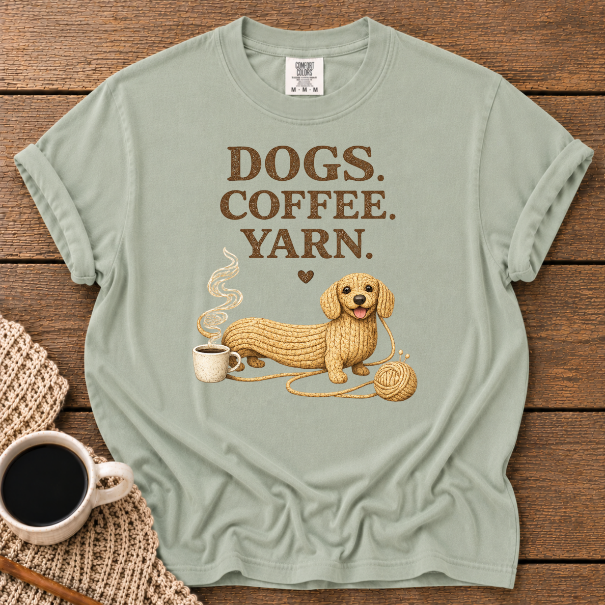 Dogs, Coffee & Yarn T-Shirt