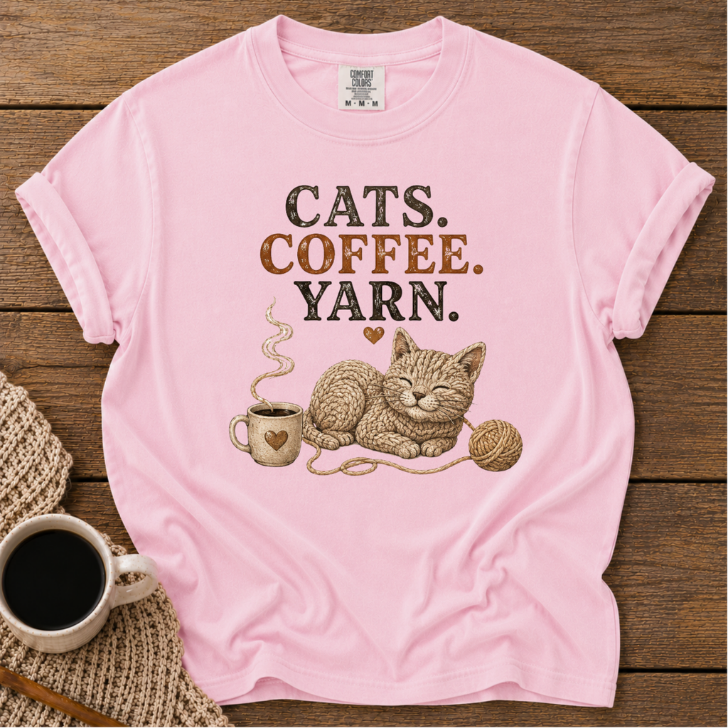 Cats, Coffee & Yarn T-Shirt