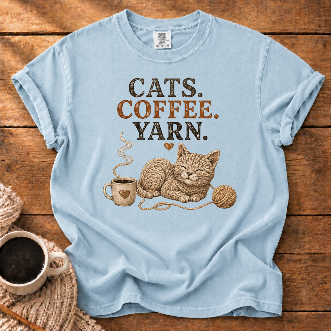 Cats, Coffee & Yarn T-Shirt