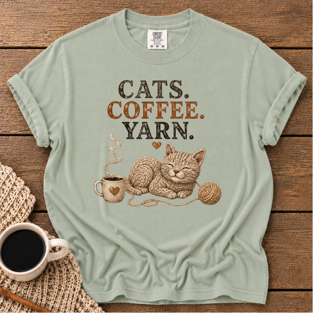 Cats, Coffee & Yarn T-Shirt