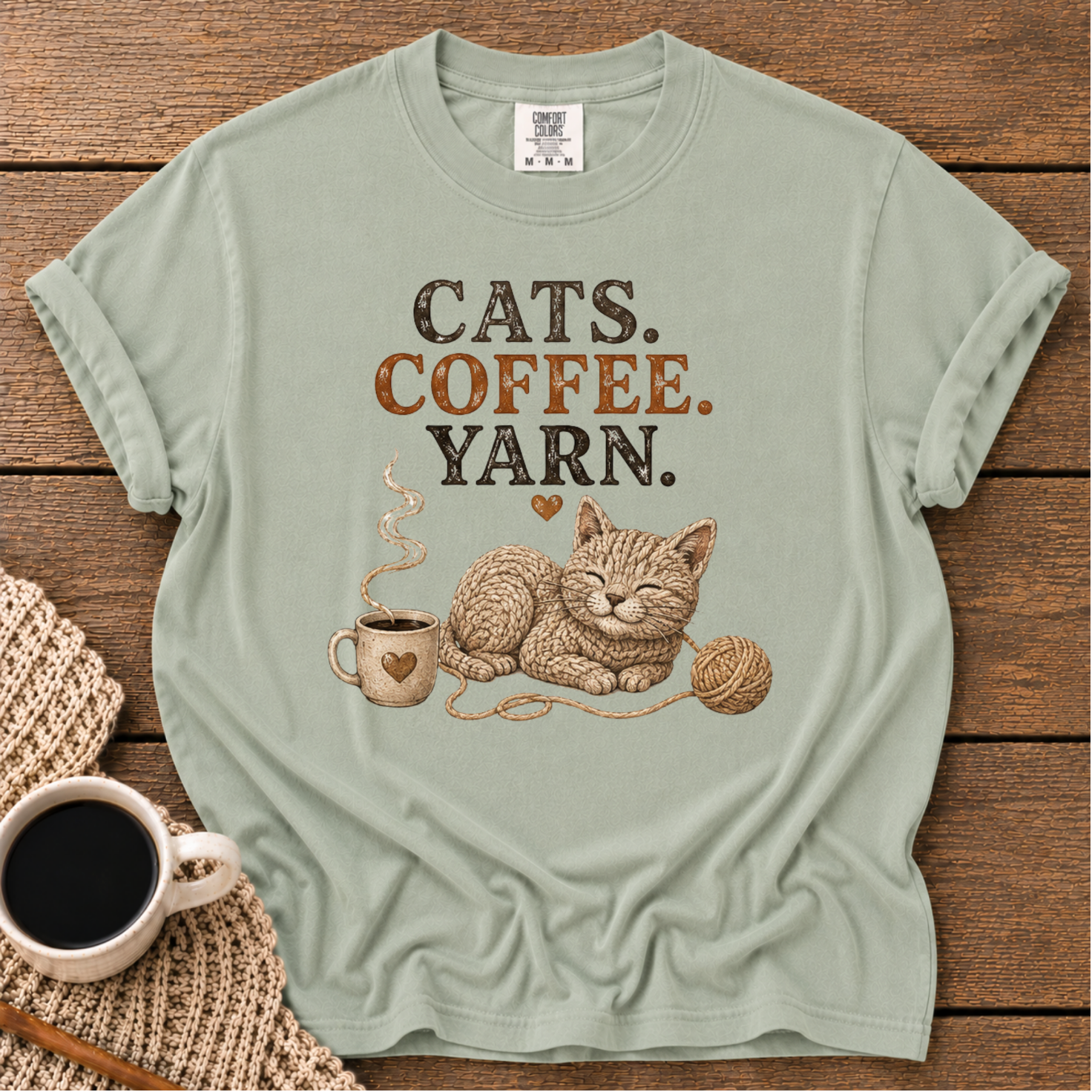 Cats, Coffee & Yarn T-Shirt
