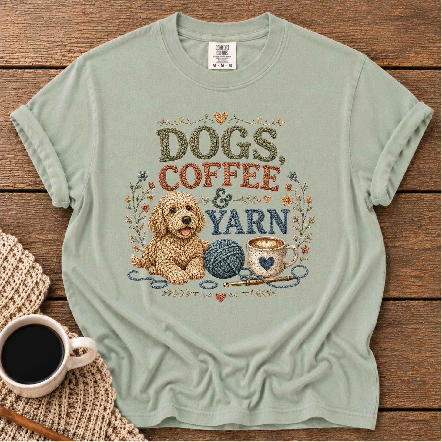Dogs, Coffee & Yarn T-Shirt