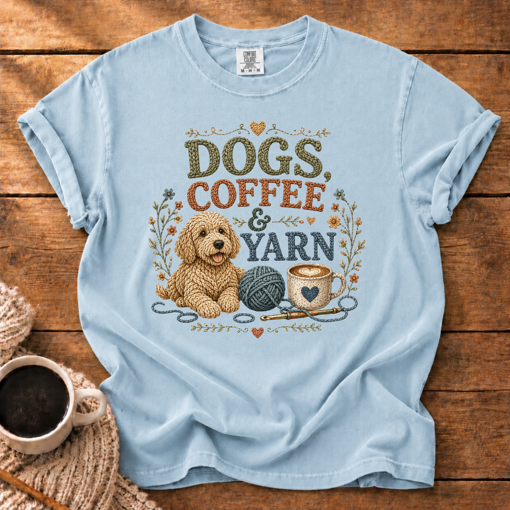 Dogs, Coffee & Yarn T-Shirt