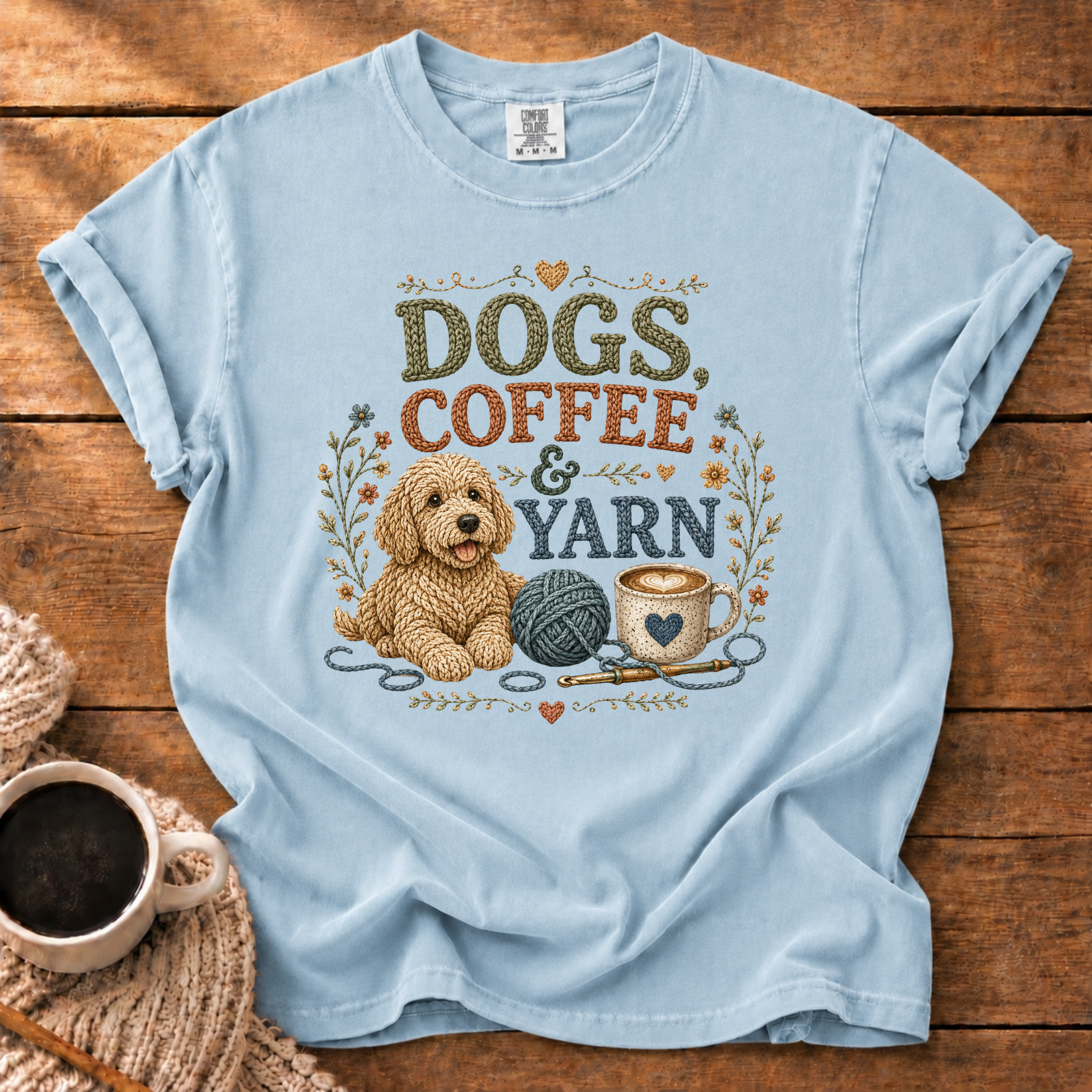 Dogs, Coffee & Yarn T-Shirt