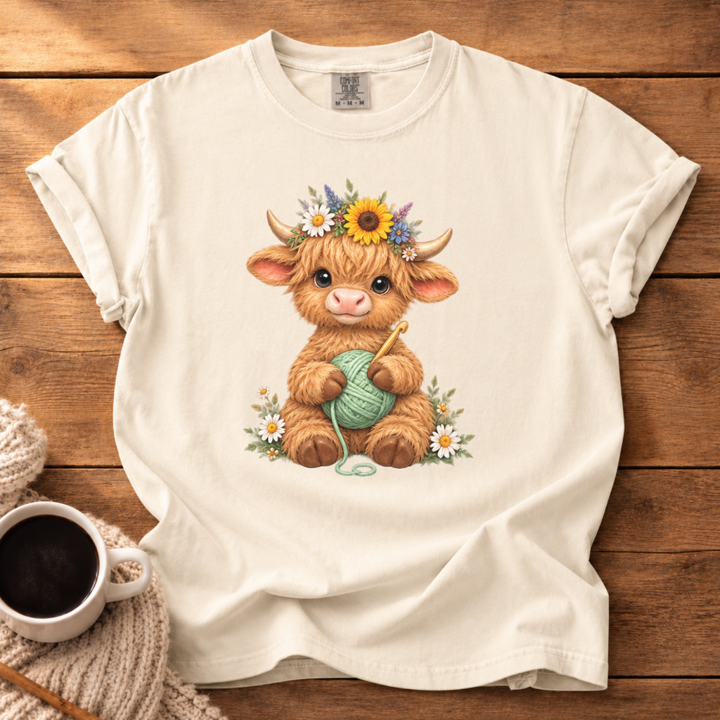 Floral Highland Cow T-Shirt