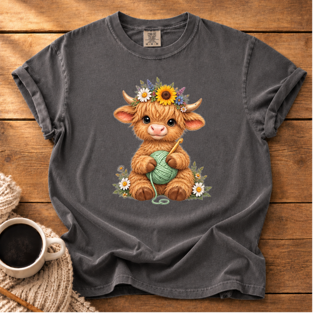 Floral Highland Cow T-Shirt