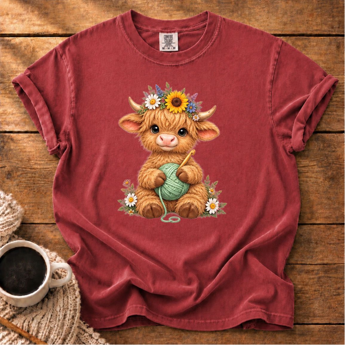 Floral Highland Cow T-Shirt