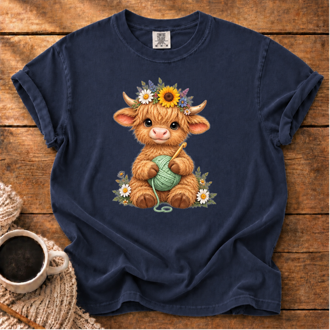 Floral Highland Cow T-Shirt