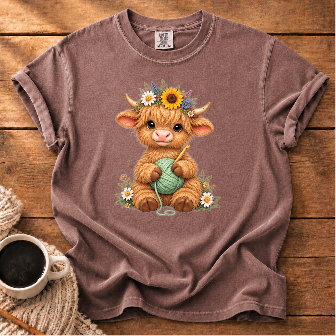 Floral Highland Cow T-Shirt