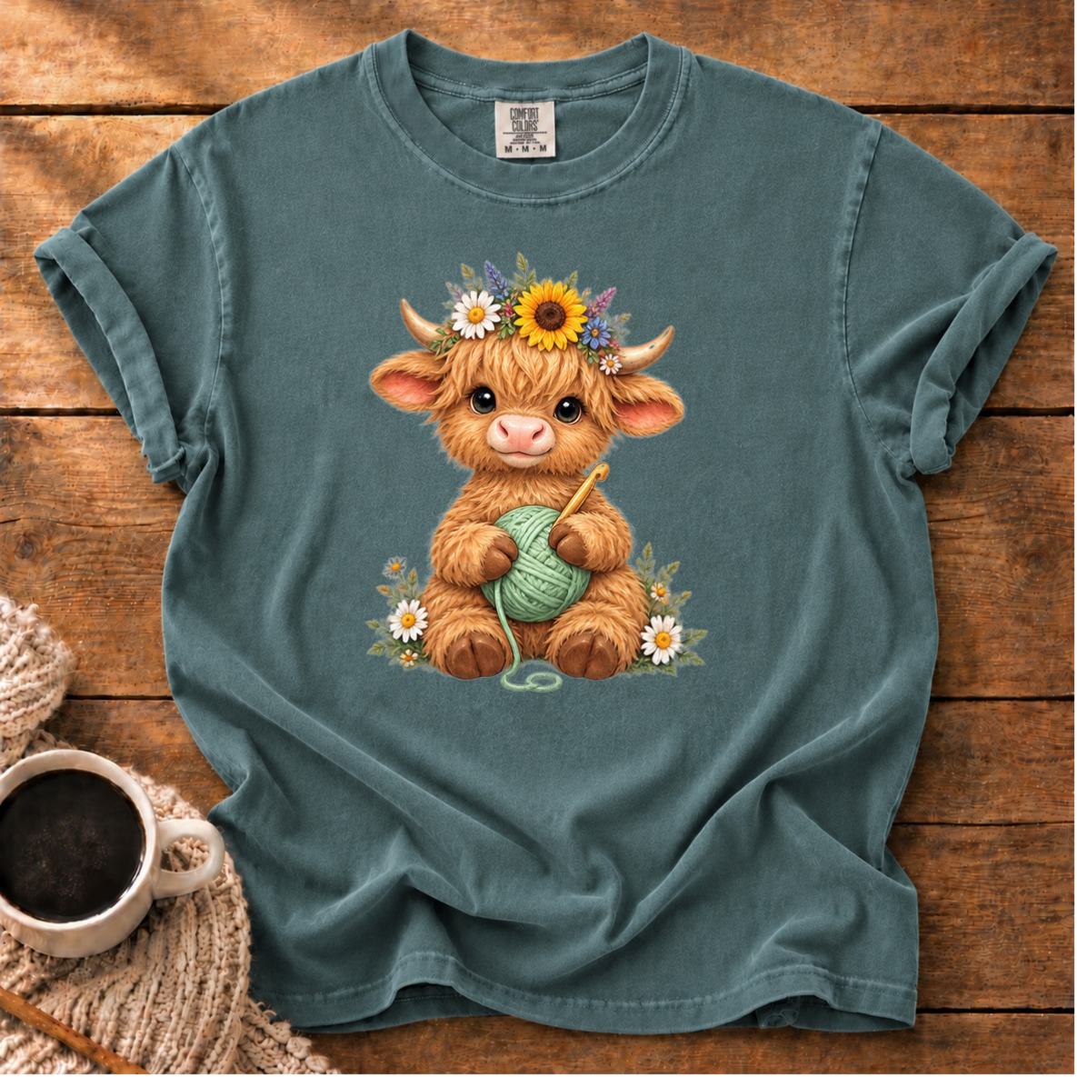 Floral Highland Cow T-Shirt