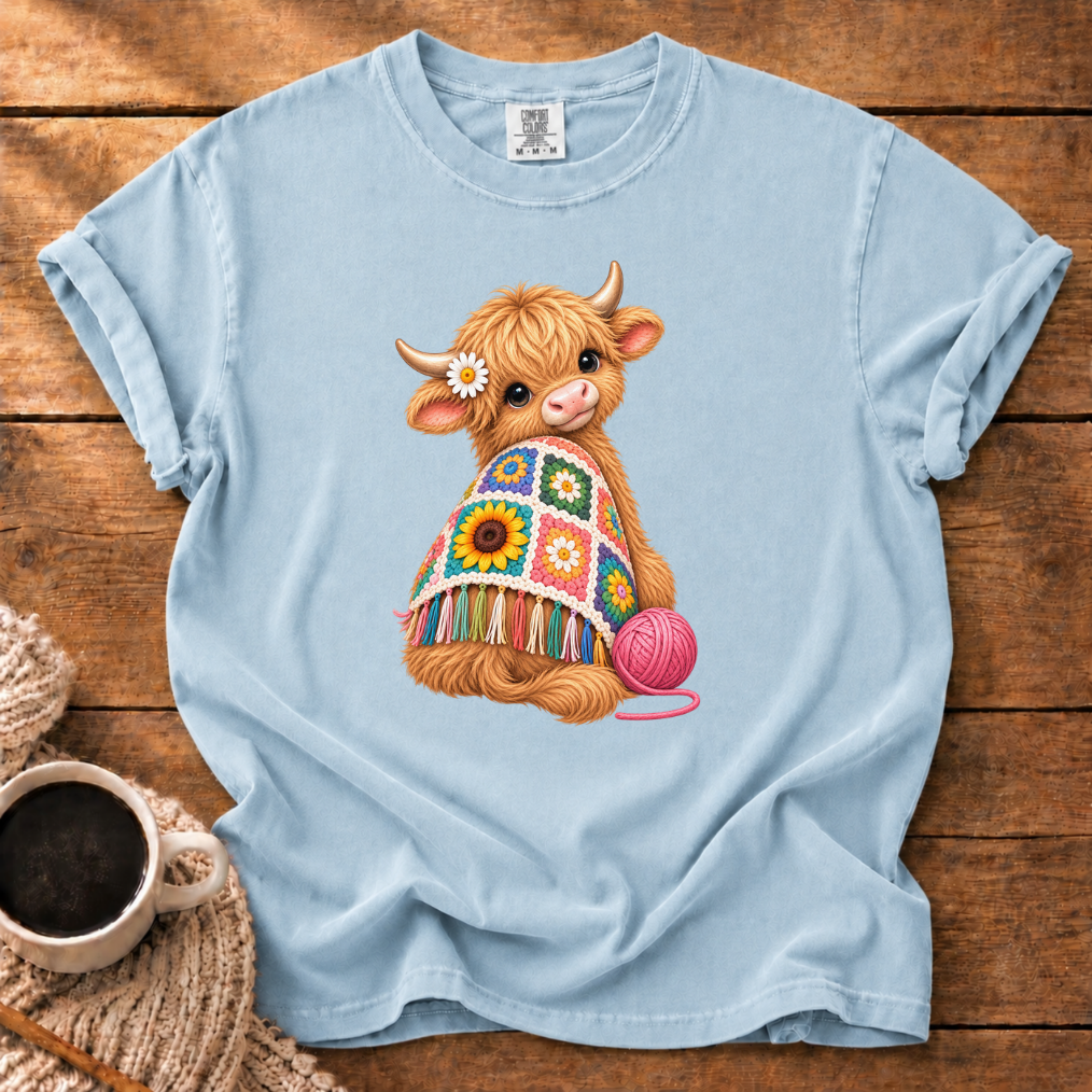 Granny Square Highland Cow T-Shirt
