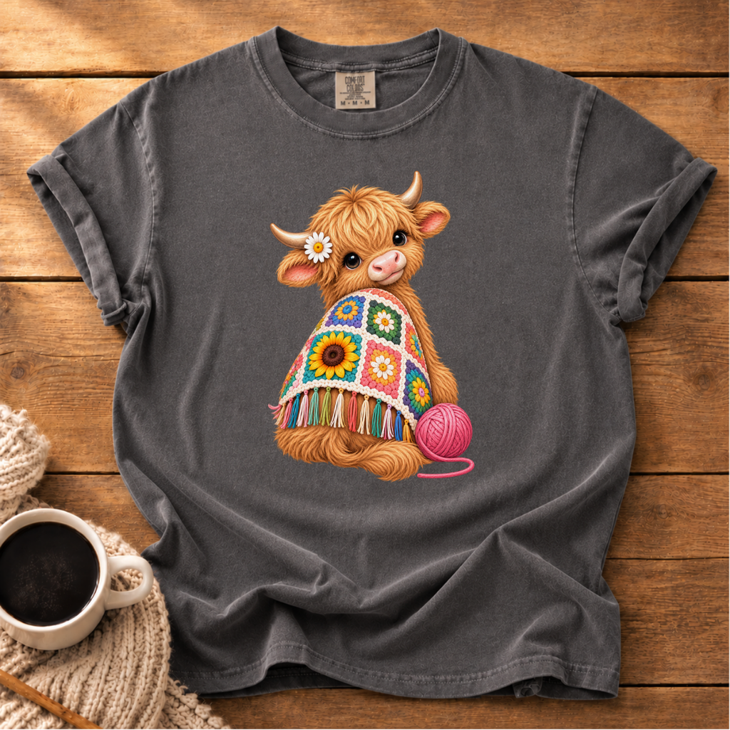 Granny Square Highland Cow T-Shirt