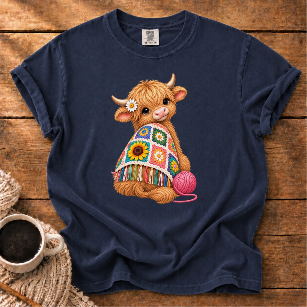 Granny Square Highland Cow T-Shirt