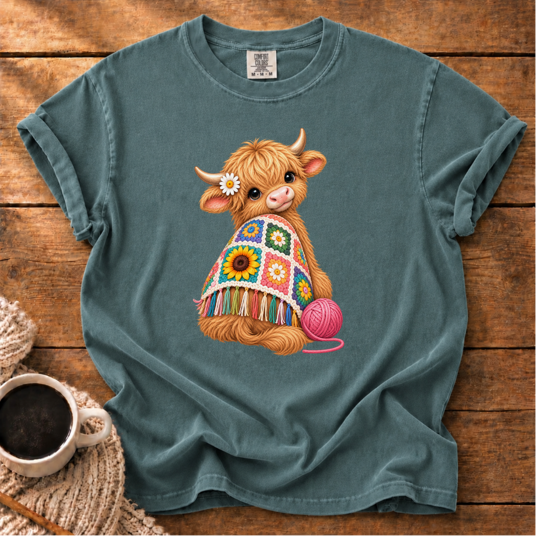 Granny Square Highland Cow T-Shirt
