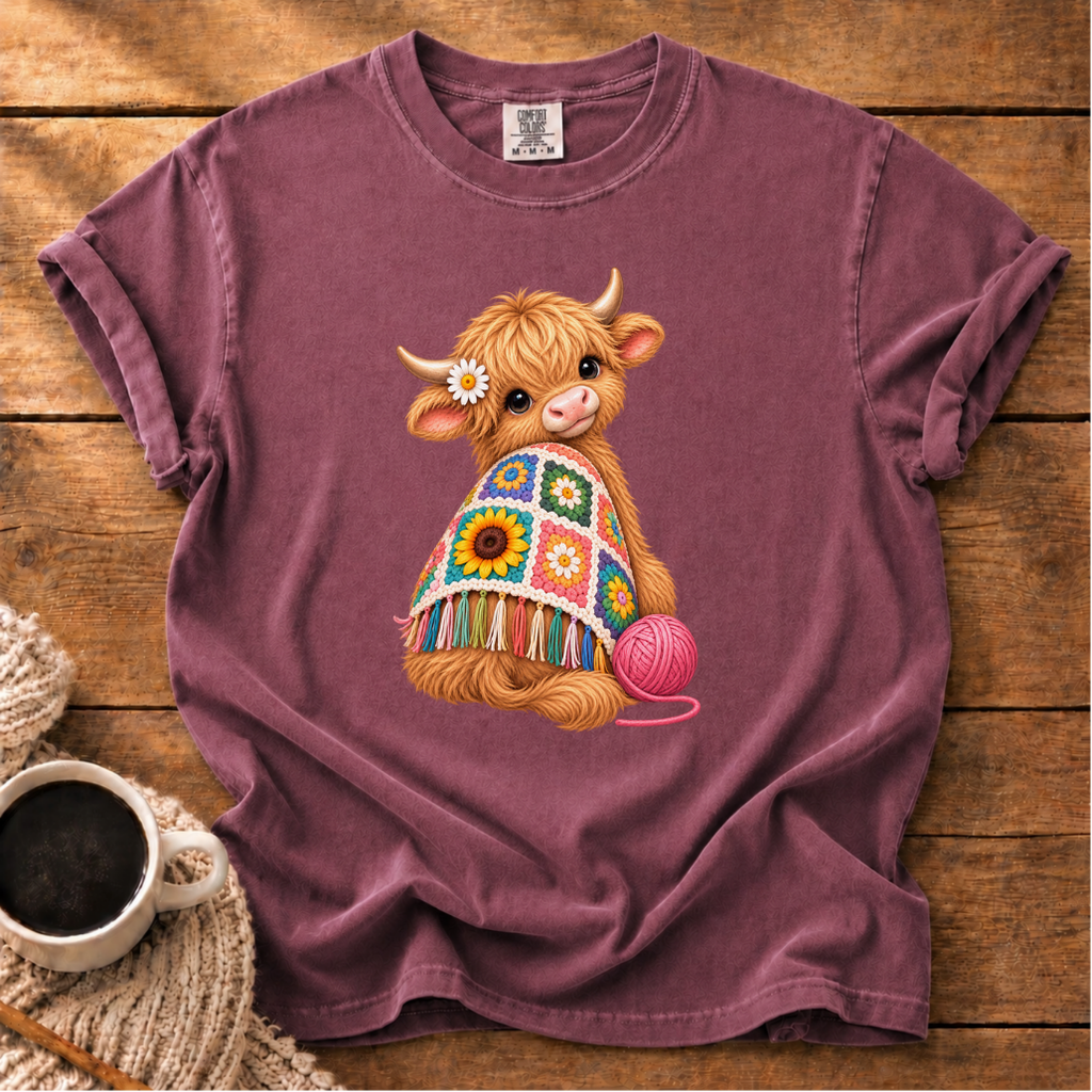 Granny Square Highland Cow T-Shirt