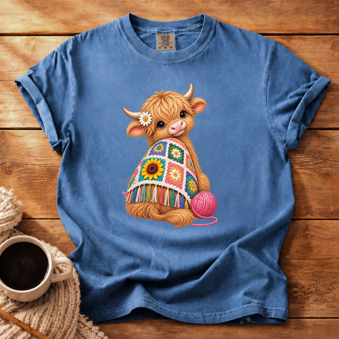Granny Square Highland Cow T-Shirt