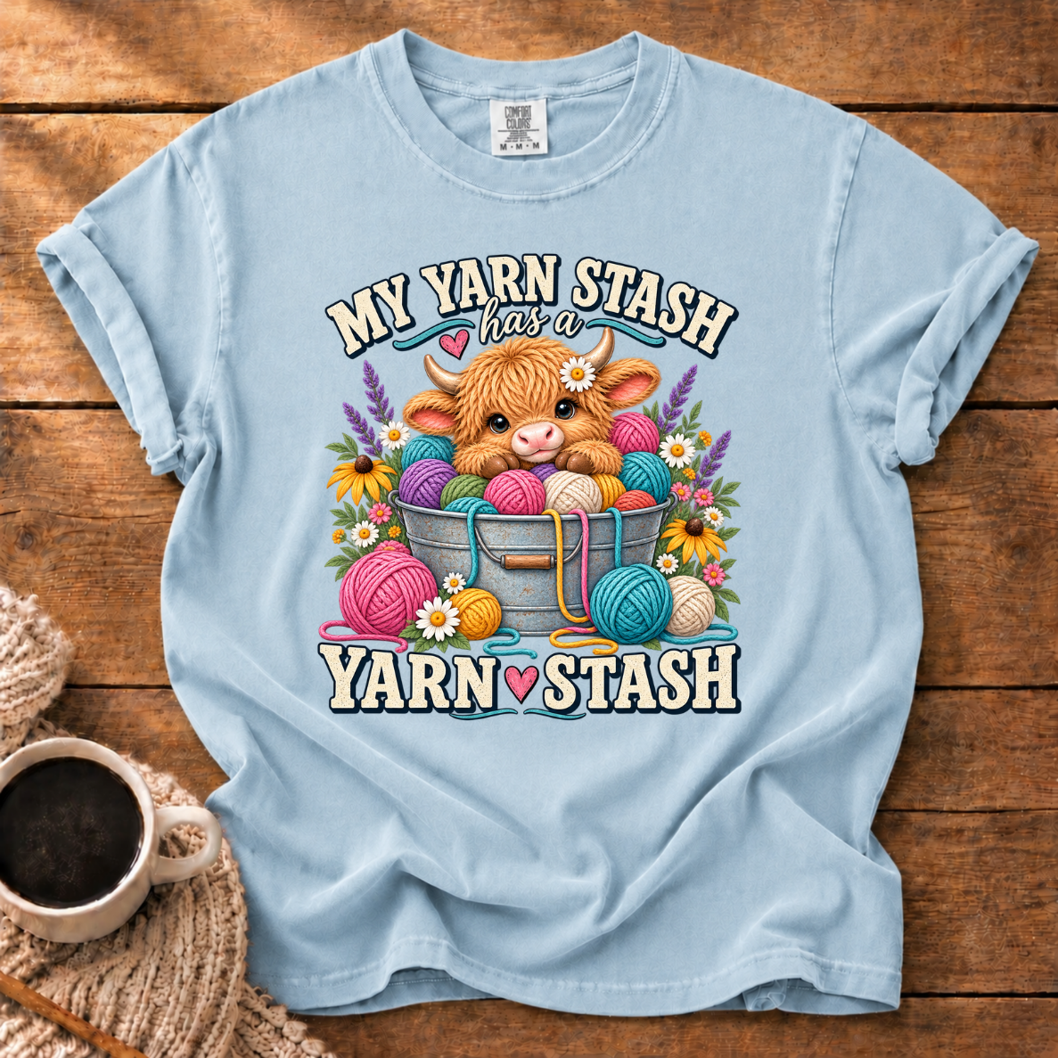 My Yarn Stash Highland Cow T-Shirt