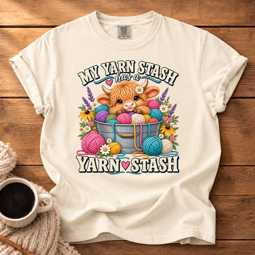 My Yarn Stash Highland Cow T-Shirt