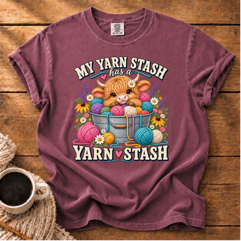 My Yarn Stash Highland Cow T-Shirt