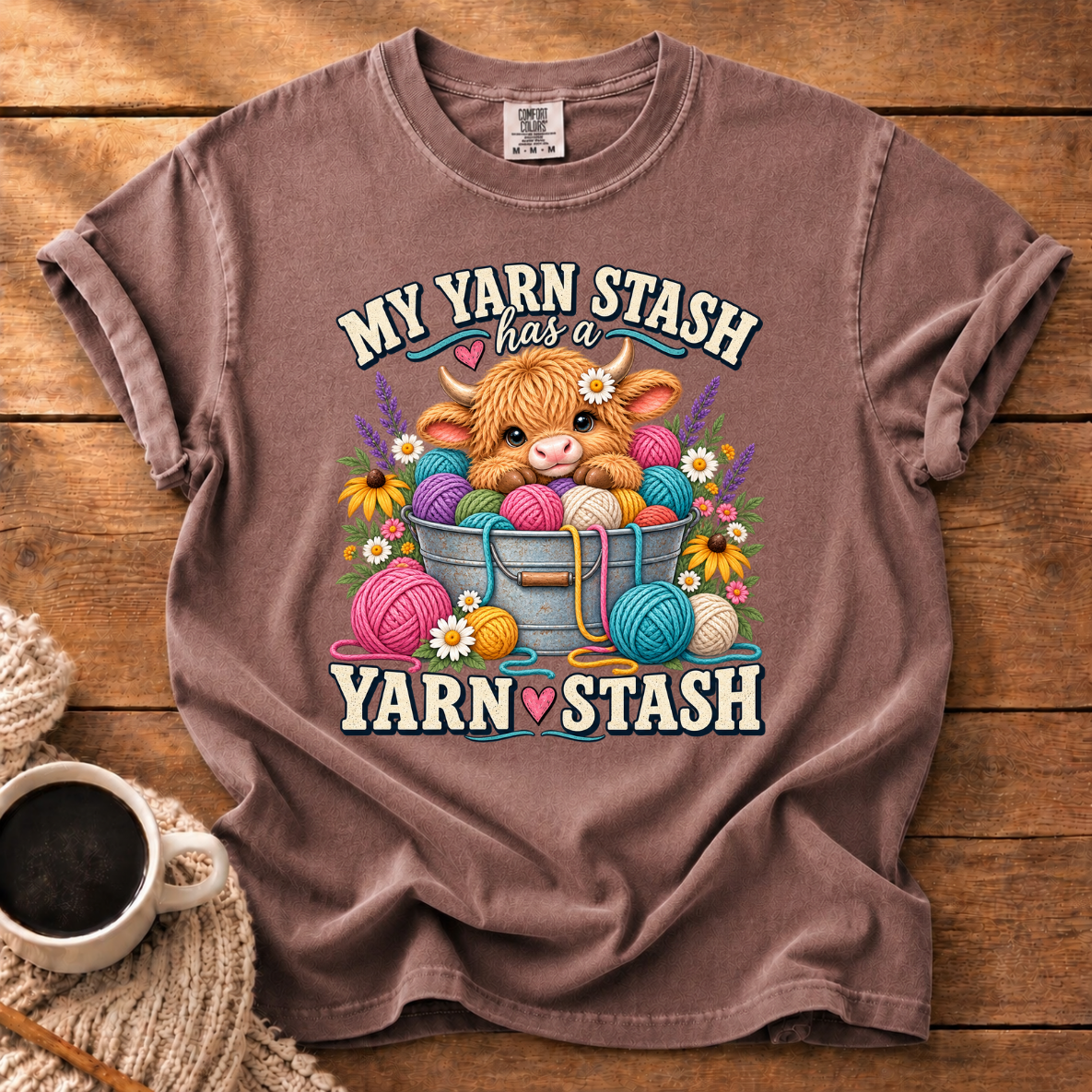 My Yarn Stash Highland Cow T-Shirt
