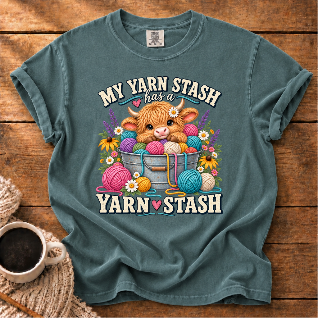 My Yarn Stash Highland Cow T-Shirt