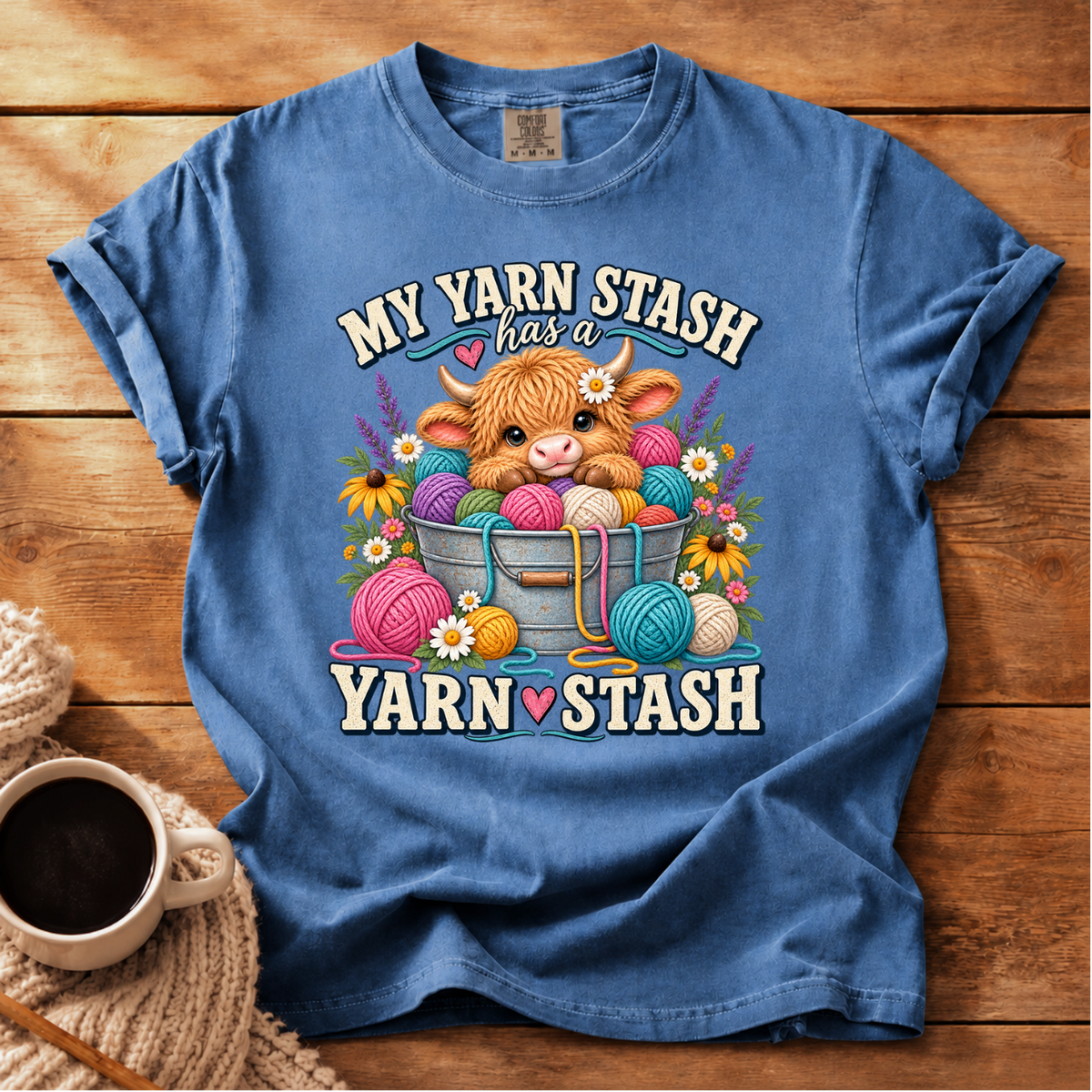 My Yarn Stash Highland Cow T-Shirt