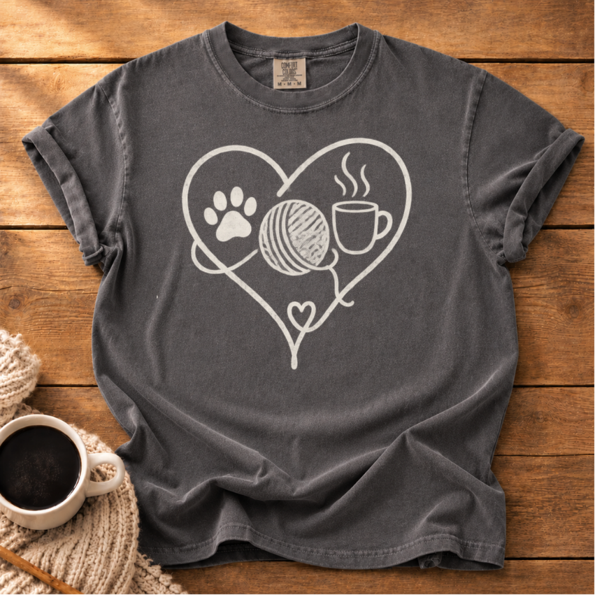 Paw Yarn Coffee T-Shirt